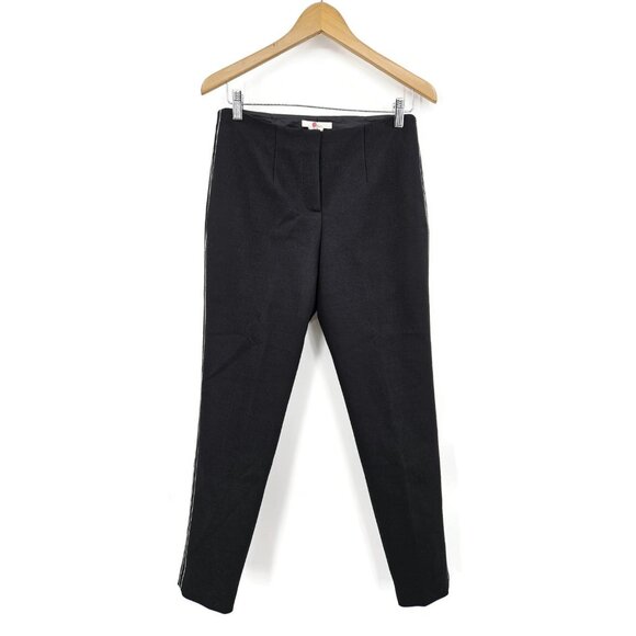 New Boden Cotton Wool Blend Pants Womens 4 Cropped Ankle White Stripe - Picture 1 of 7